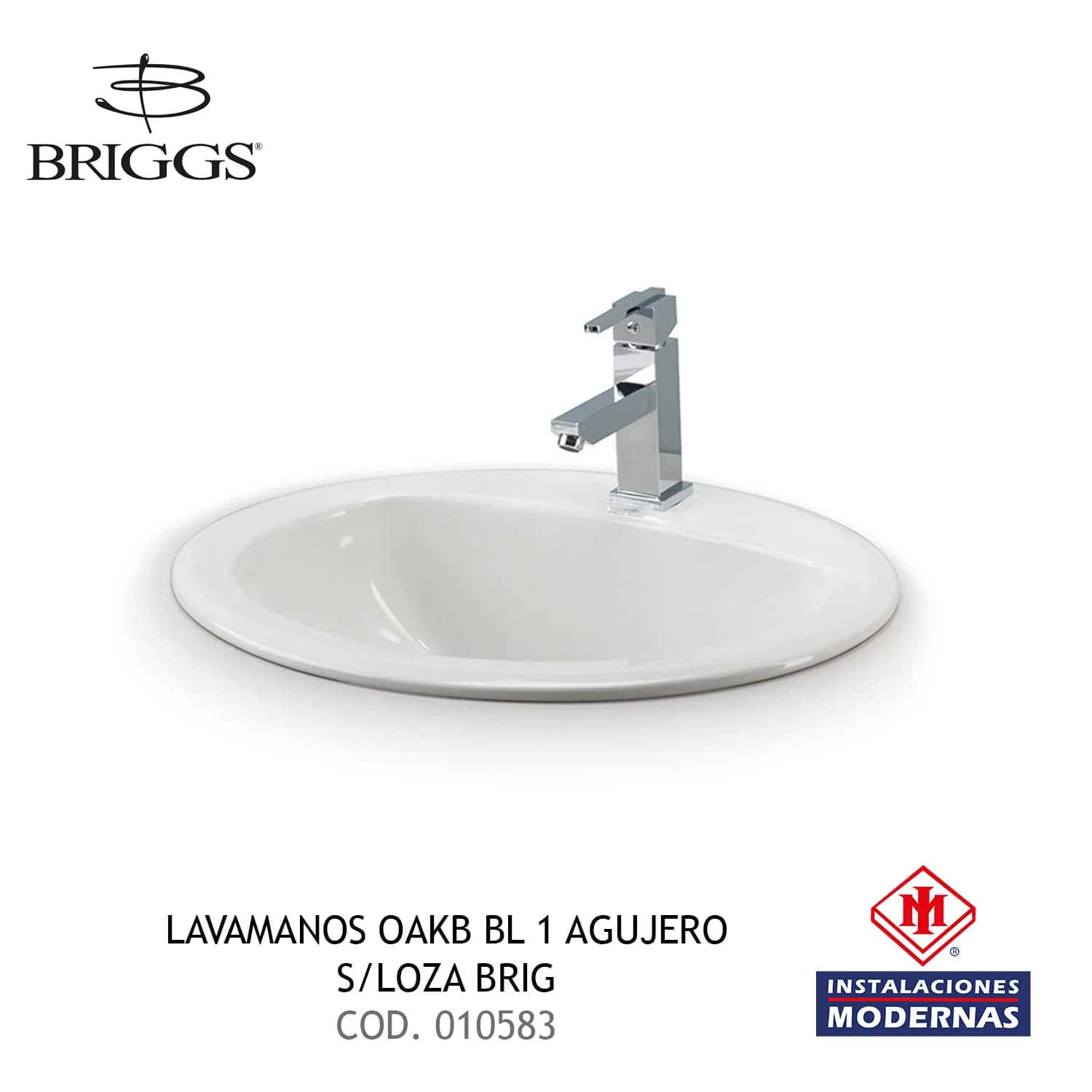 Lavamanos Oakb Bl 1 Agujero S/Loza BRIG