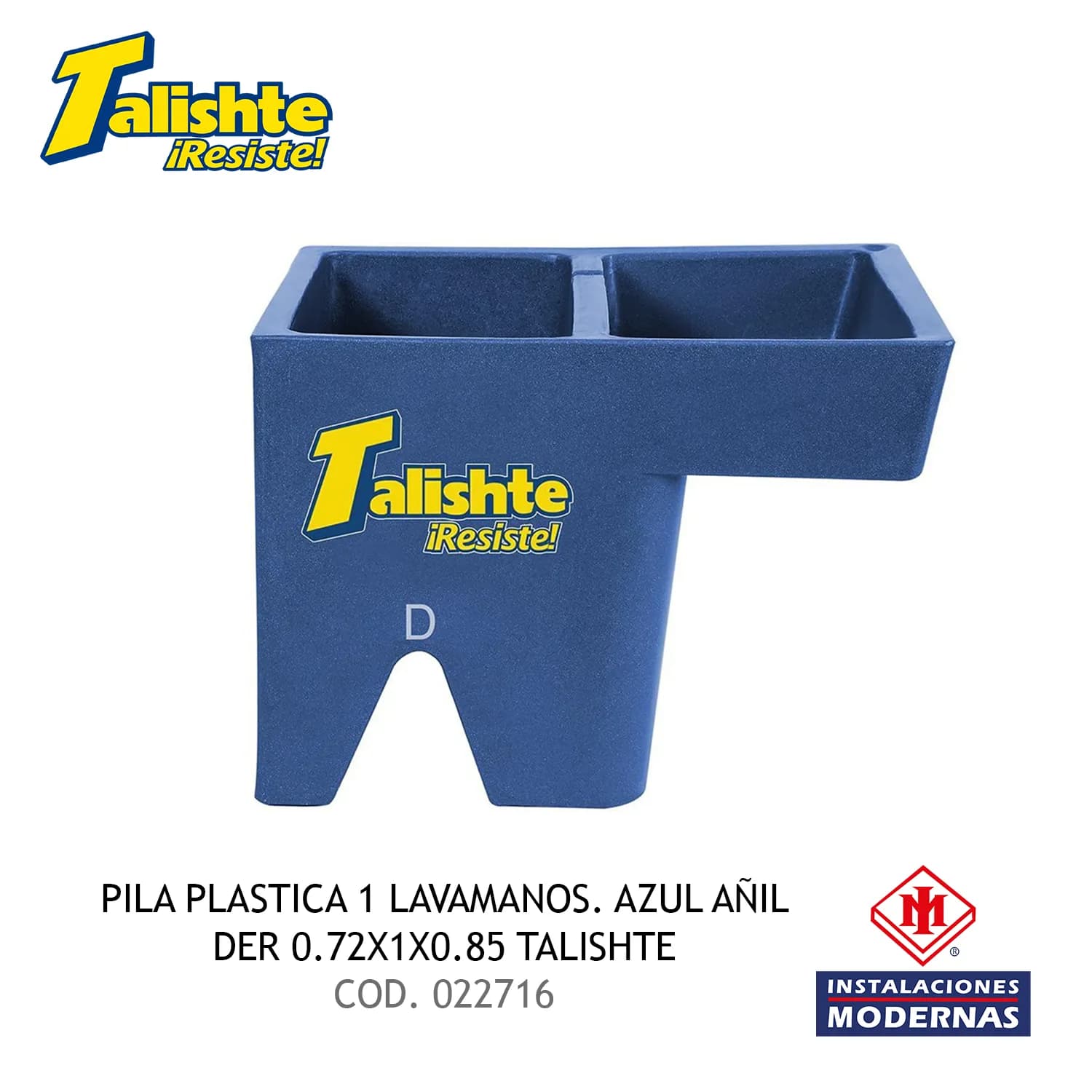 Pila Plastica 1 Lavamanos. Azul Añil Der 0.72x1x0.85 Talishte