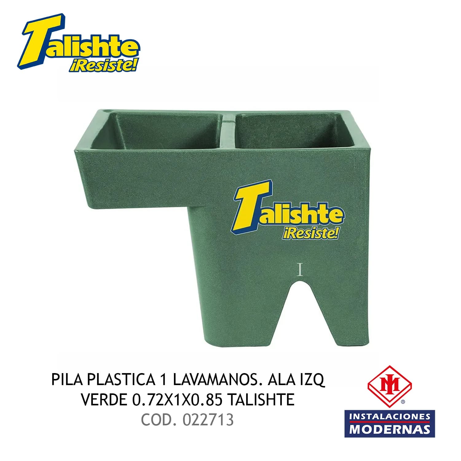 Pila Plastica 1 Lavamanos. Ala Izq Verde 0.72x1x0.85 Talishte