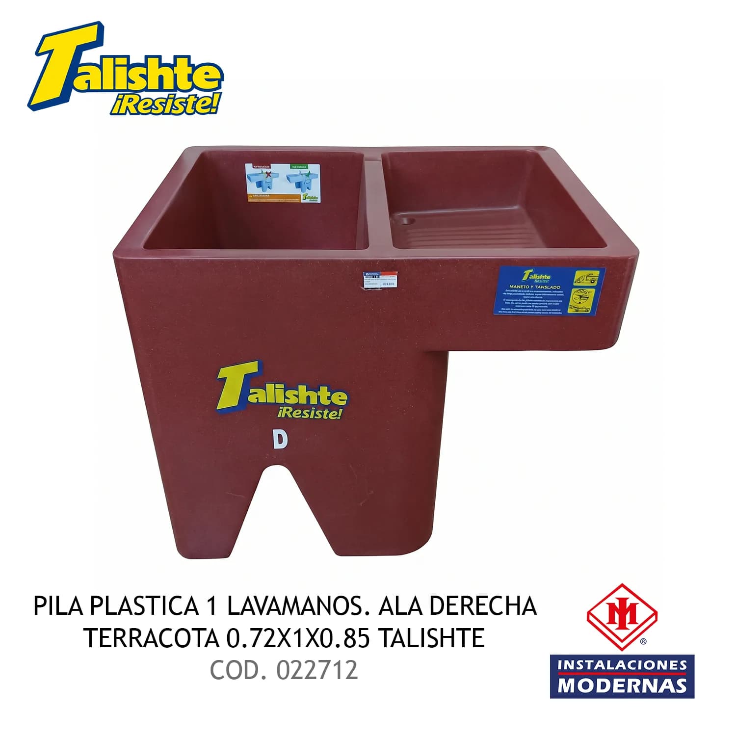 Pila Plastica 1 Lavamanos. ala derecha Terracota 0.72x1x0.85 Talishte