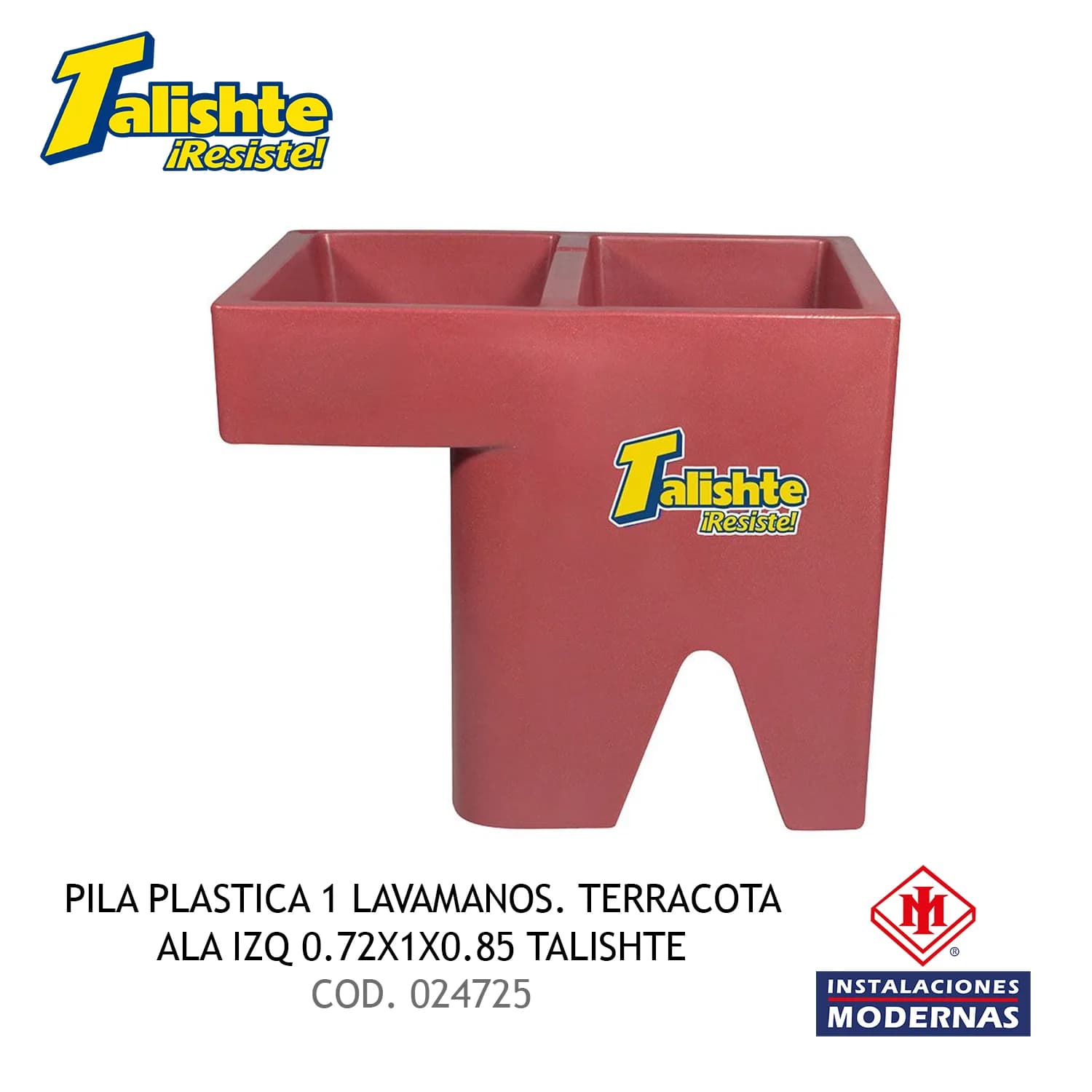 Pila Plastica 1 Lavamanos. Terracota ala izq 0.72x1x0.85 Talishte