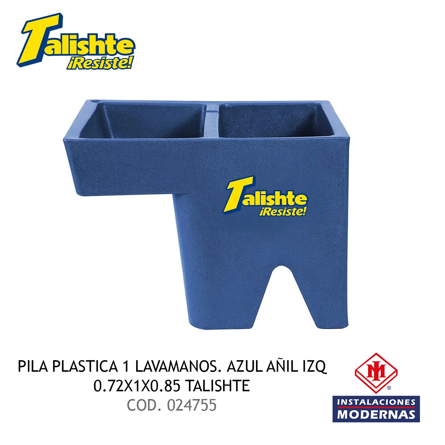 Pila Plastica 1 Lavamanos. Azul Añil Izq 0.72x1x0.85 Talishte