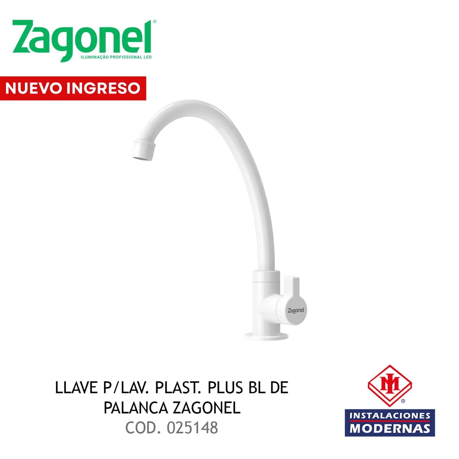 LLAVE P/Lavamanos. PLAST. PLUS BL DE PALANCA ZAGONEL