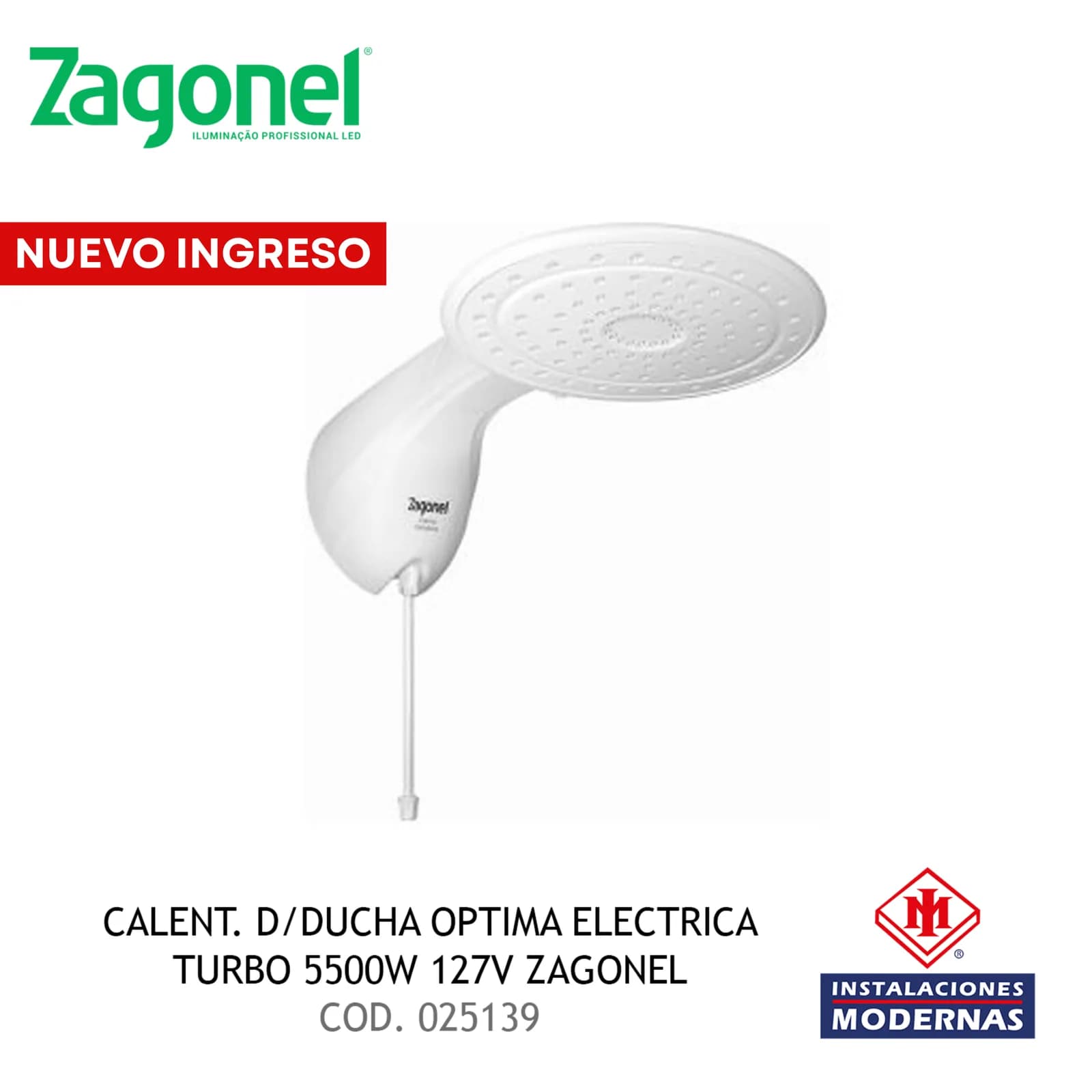 CALENT. D/DUCHA OPTIMA ELECTRICA TURBO 5500W 127V ZAGONEL