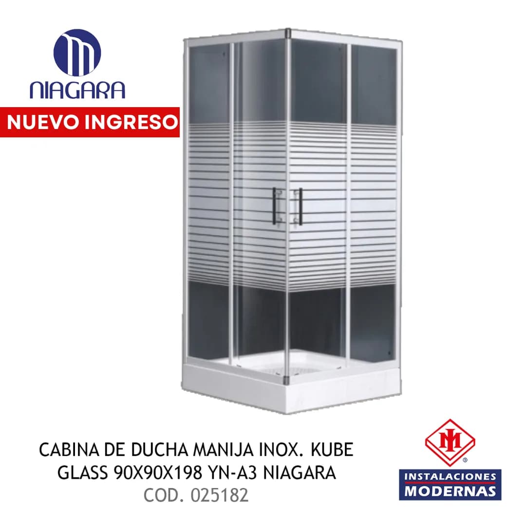 CABINA DE DUCHA MANIJA INOX. KUBE GLASS 90X90X198 YN-A3 NIAGARA