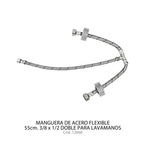 MANG ACERO FLEX 55CM 3/8X1/2.DOBLE P/LAVAM COFLEX