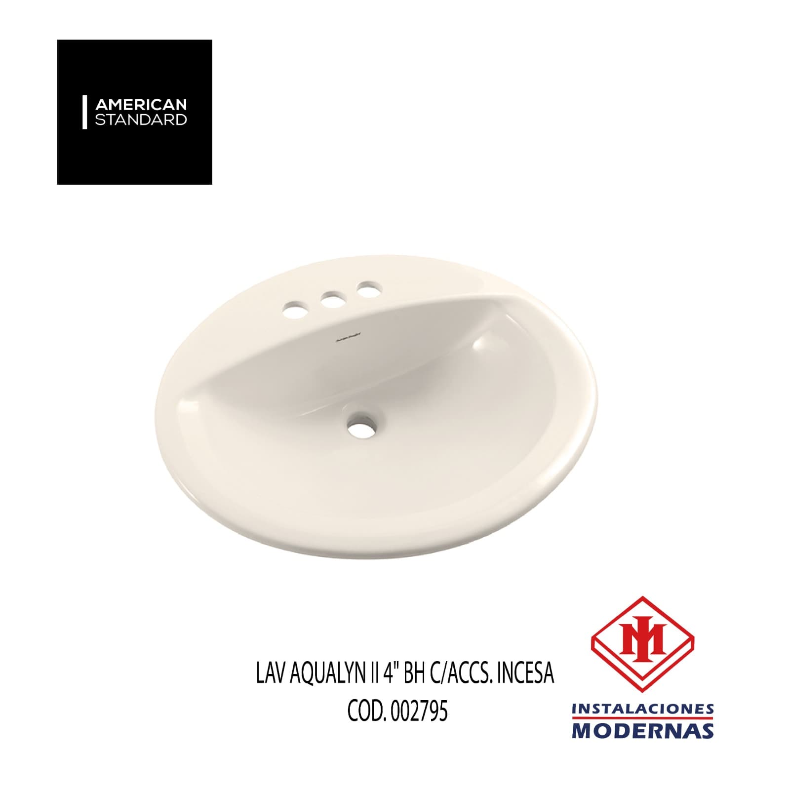 Lavamanos AQUALYN II 4" BH C/ACCS.  INCESA