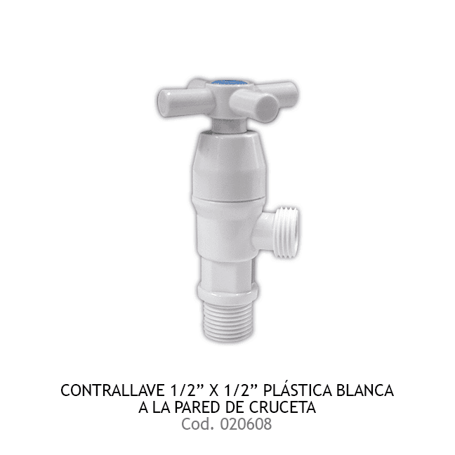 CONTRALLAVE1/2" X 1/2" PLAS CRUCETA BL A LA PARED AV-P1804