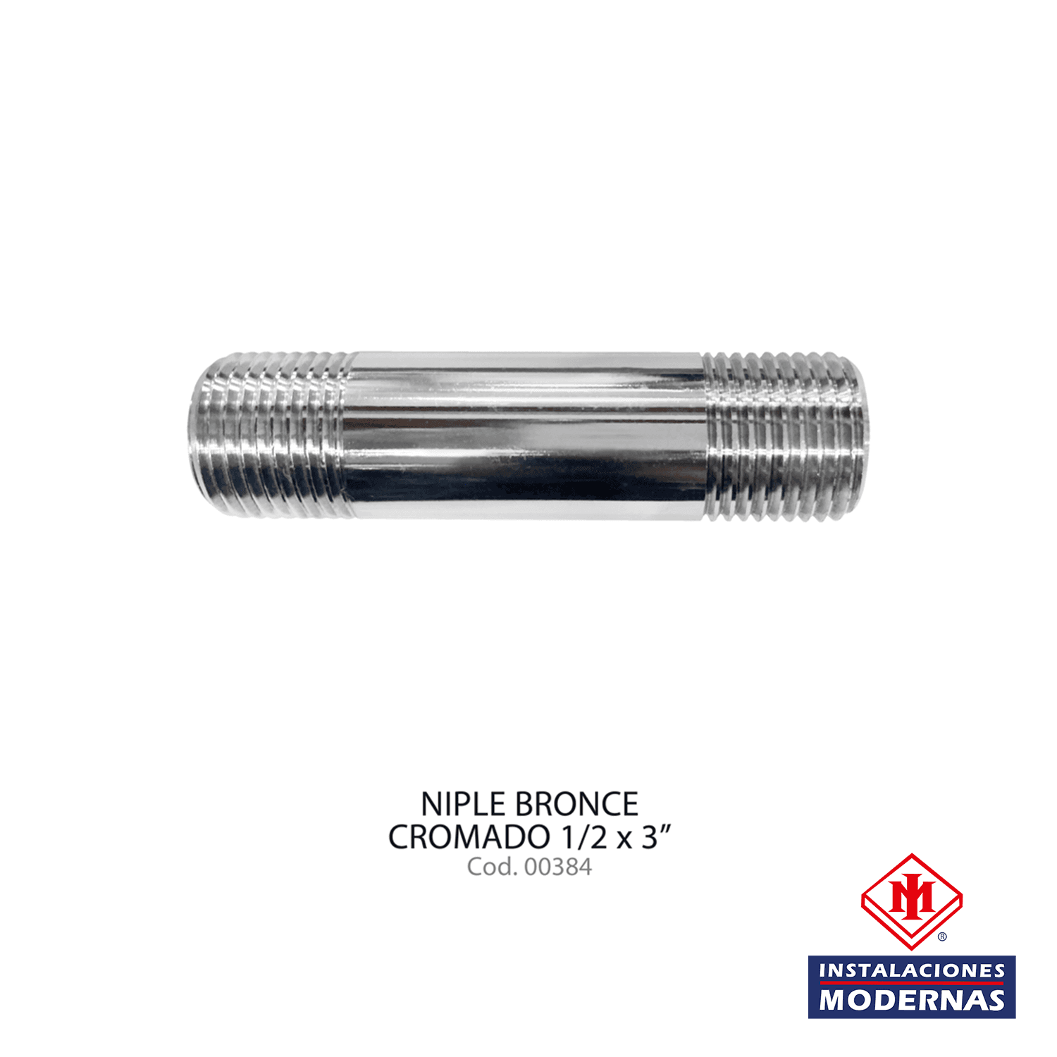 NIPLE BRONCE CROMADO 1/2X3" JAMECO