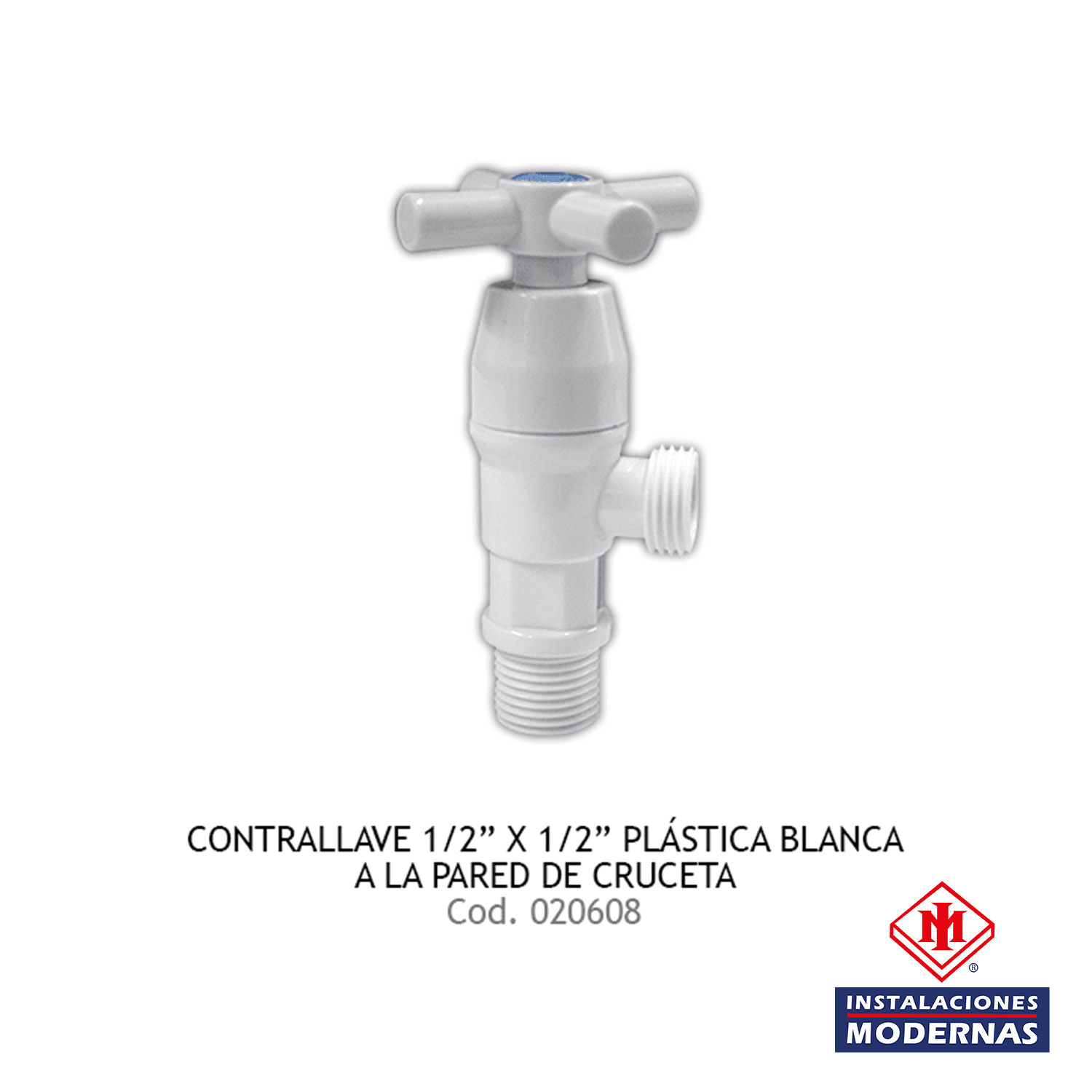 CONTRALLAVE1/2" X 1/2" PLAS CRUCETA BL A LA PARED AV-P1804