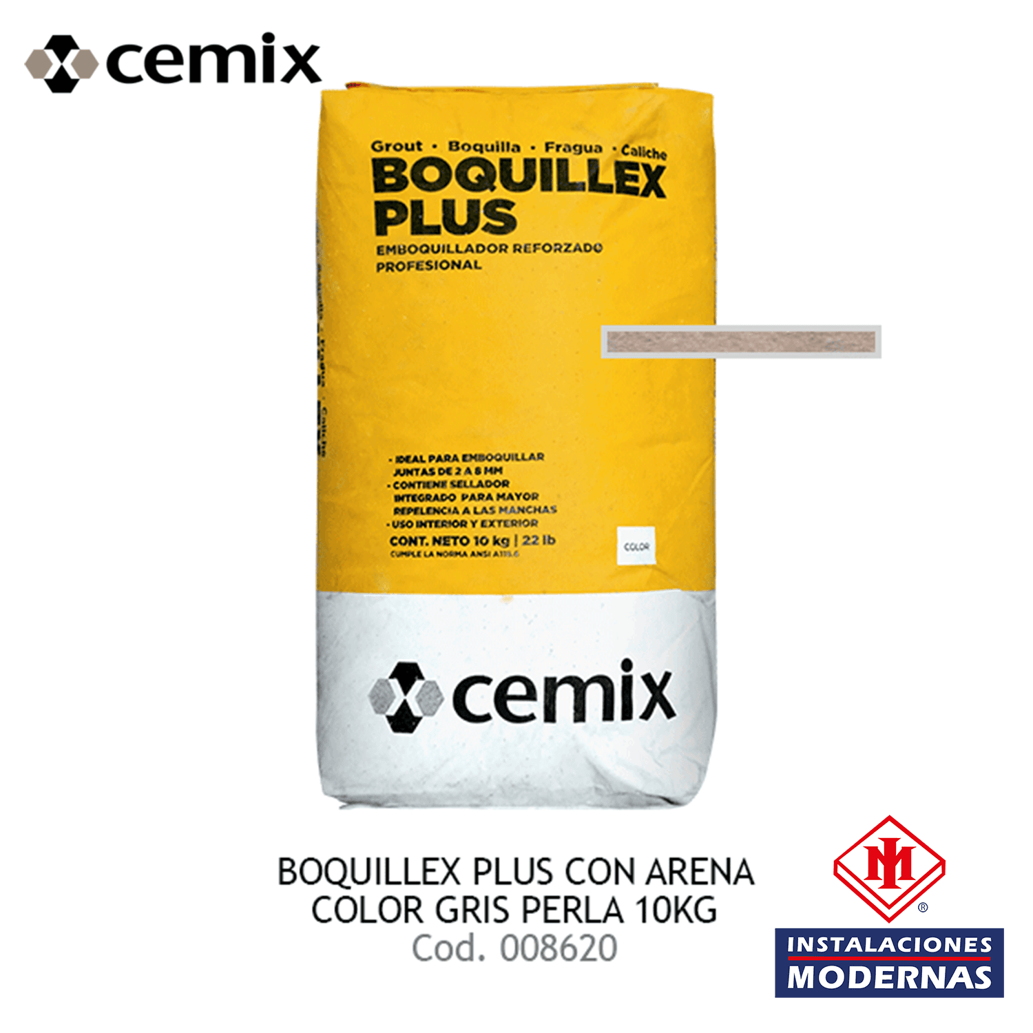 BOQUILLEX PLUS C/ARENA GRIS PERLA 10KG CEMIX