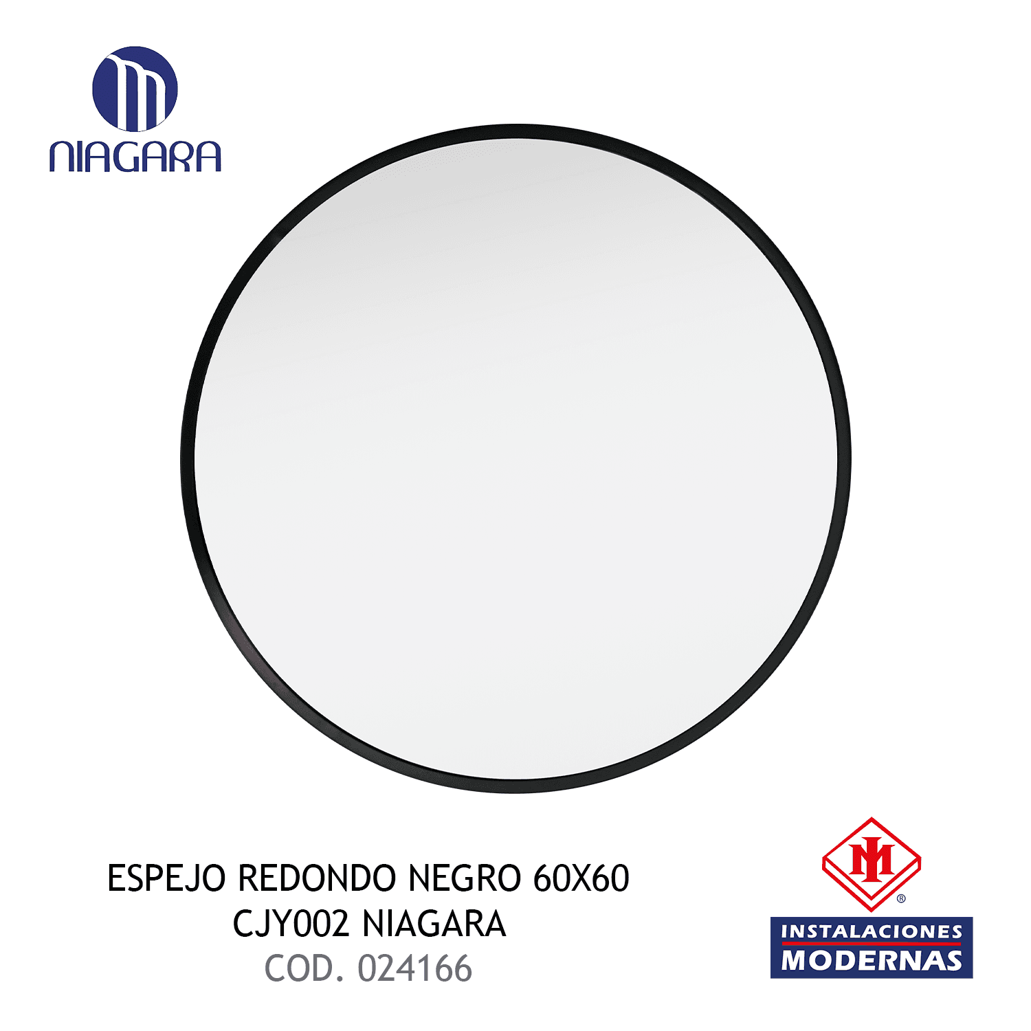 ESPEJO REDONDO NEGRO 60X60 CJY002 NIAGARA