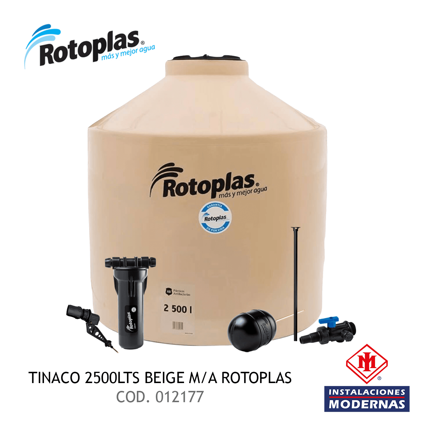 TINACO 2500LTS BEIGE M/A ROTOPLAS