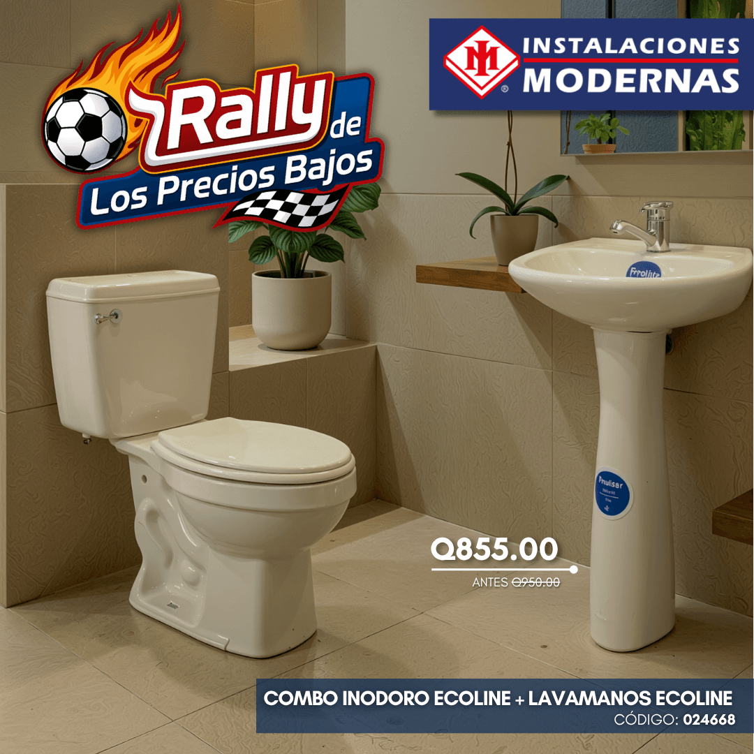 COMBO INODORO ECOLINE BL Lavamanos ECOLINE C/PED Y LLAVE SENCILLA INCESA