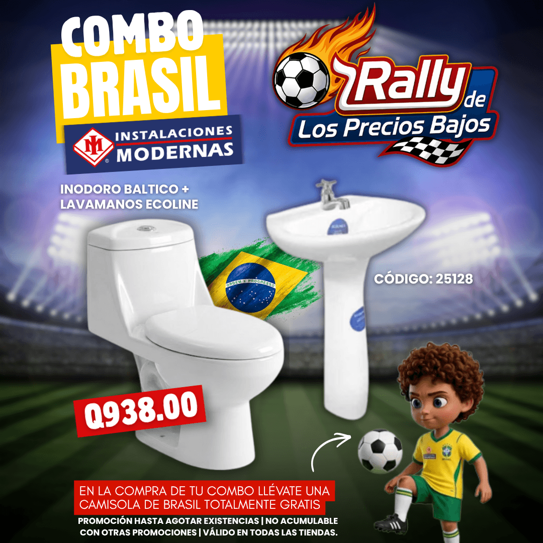 COMBO INODORO DUO BALTICO BL 1 PZA + Lavamanos. Ecoline bl C/Ped llave y accs