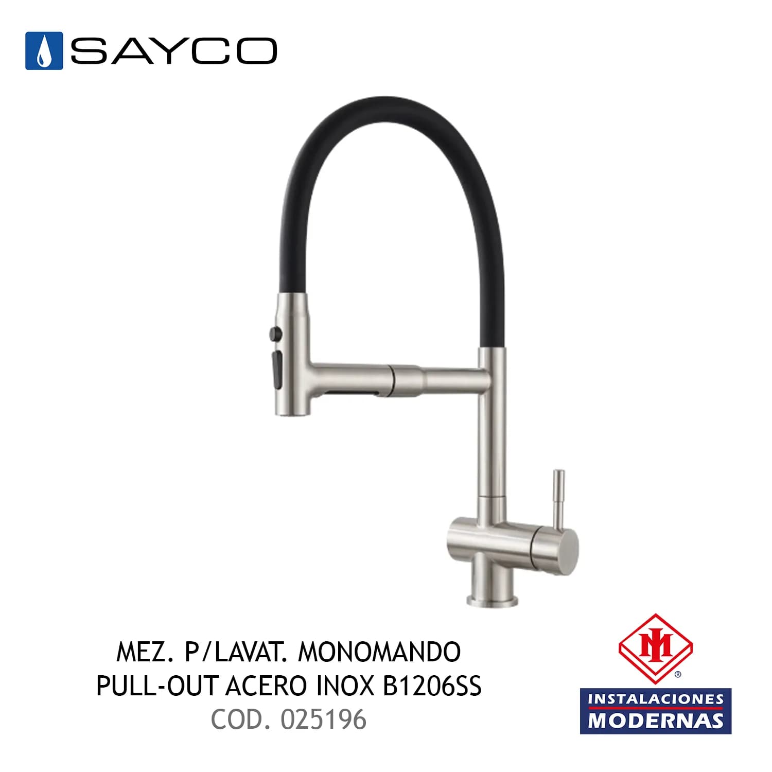 MEZ. P/LAVAT. MONOMANDO PULL-OUT ACERO INOX B1206SS