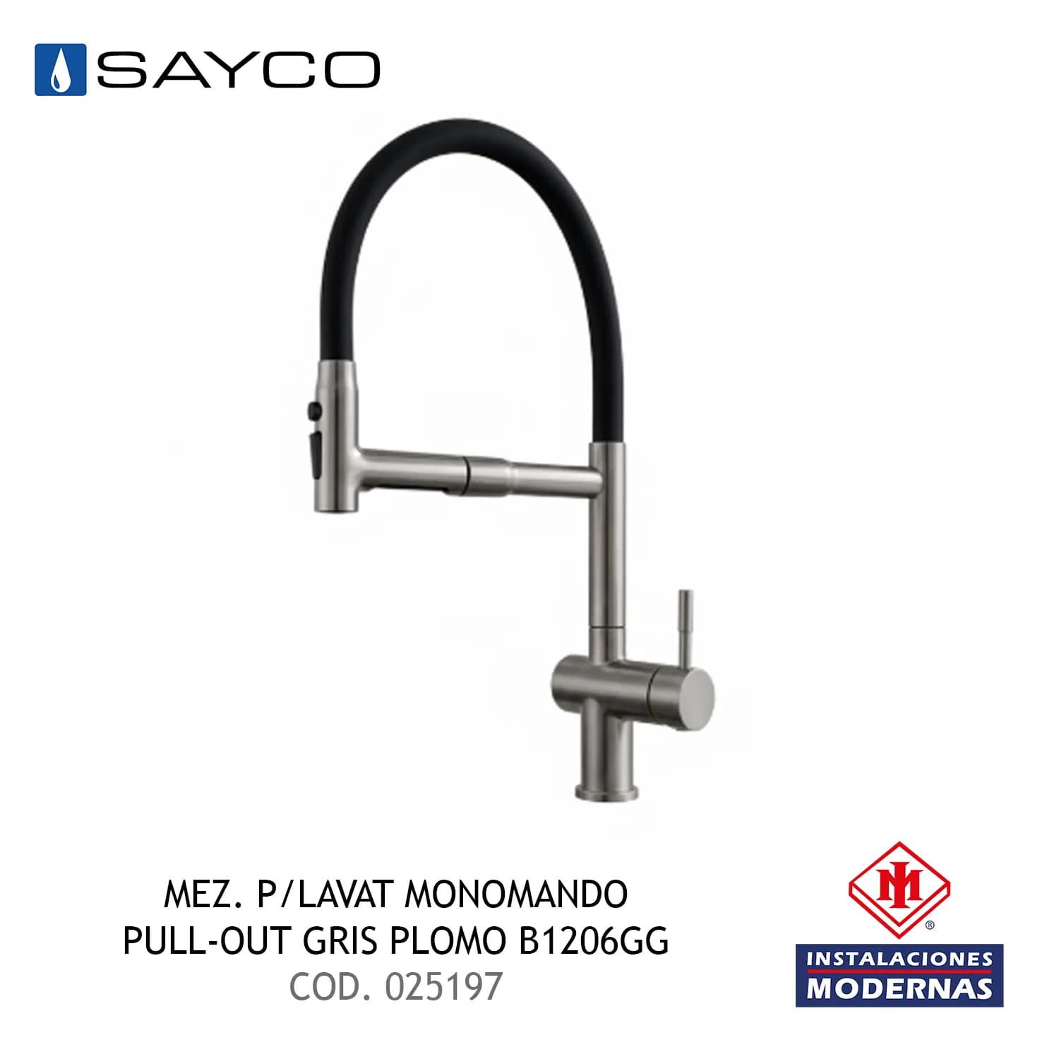 MEZ. P/LAVAT MONOMANDO PULL-OUT GRIS PLOMO B1206GG